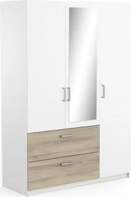 Produktbild von Kleiderschrank >Ready2< in Eiche/weiss aus Holzwerkstoff - 134x192x51cm (BxHxT)