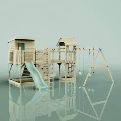 Produktbild von OutdoorToys Spielturm Malou aus Holz in Grün Kinderschaukel