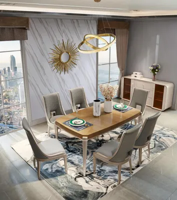 Produktbild von Esstisch 6 x Stühle Esszimmer Set Essgruppe Moderne Stuhle Tisch Tische 7tlg.