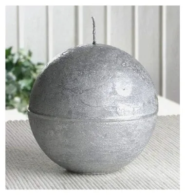 Produktbild von Rustikale Kugelkerze, 10 cm Ø, Silber-metallic