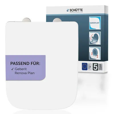 Produktbild von SCHÜTTE Duroplast WC-Sitz WHITE, E-Form, für Geberit RENOVA PLAN, mit Absenkautomatik und Schnellverschluss