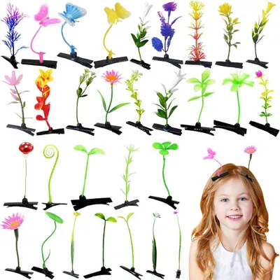 Productafbeelding van Haarspelden set, 30 stuks, met plantenmotieven, in verschillende kleuren, geschikt voor los haar