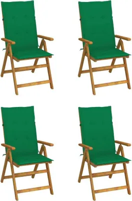 Produktbild von 4er-Set verstellbare Klappstühle mit Kissen aus massivem Akazienholz