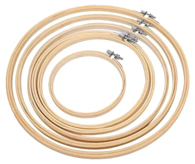 Produktbild von Stickrahmen, Robuster Cremefarbener Rahmen für Kreuzstich-Heimwerker-Werkzeuge, Set mit 6 Stickrahmen für Näh- und Bastelbedarf, Universeller Cliprahmen für Nadelspitze, 13 Cm–30 Cm