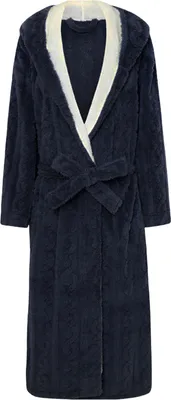 Produktbild von Winternachthemd für Paare, dicker Flanell, warm, verstellbarer Schnürgürtel, einfarbig, gedrehte Textur, Taschen, gute Wasseraufnahme, Damen-Homewear, Spa-Hotel-Bademantel