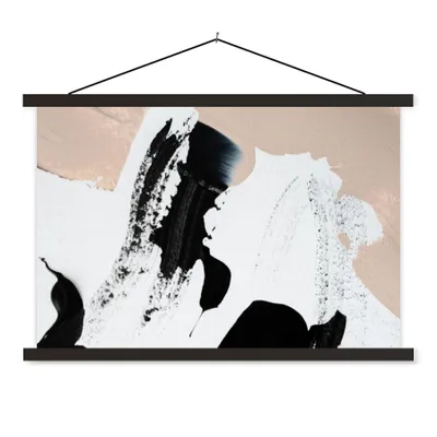 Produktbild von MuchoWow® Textilposter Schwarz - Abstrakt - Design 150x100 cm mit schwarzem Rahmen - Schlafzimmer