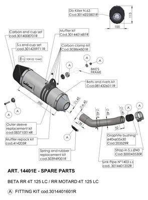 Image de Joint d'échappement LeoVince 24TA en carbone, compatible avec les modèles LeoVince 14400EB, 14401EB et 14401E