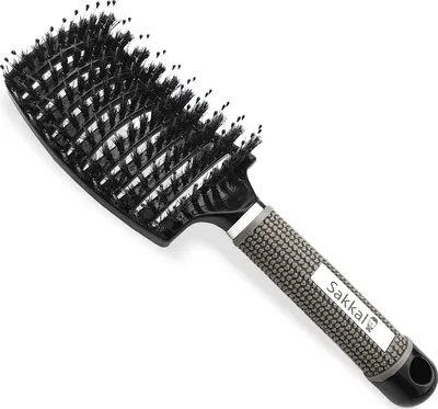 Produktbild von Haarbürste Haarstyling Bürste für Lange Feine Dicke Lockige Haare ohne Ziepen, Profi Entwirrungsbürste Griff, Wildschweinborsten detangler kinder entwirrburste damen herren entwirren locken frauen