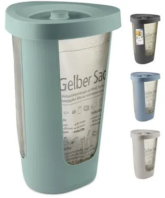 Immagine prodotto di Porta sacchi per rifiuti Rotho Fabu, modello per sacchi gialli, con coperchio, in plastica (PP riciclato), colore verde, dimensioni (40,0 x 40,0 x 62,1 cm)