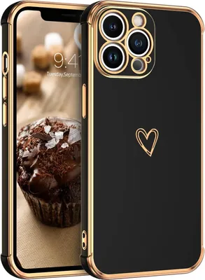 Produktbild von Hülle für iPhone 13 Pro Max, Schwarz/Gold, Silikon, A2484, A2641
