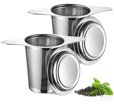 Teefilter aus Edelstahl, 2 Stück, für Tasse & Kanne, feinmaschig