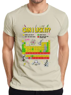 Immagine prodotto di Maglietta da uomo "Can I Lick It Science Chemistry Periodic Statement", colore naturale, taglia XXL