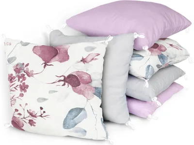 Produktbild von Amilian Bettumrandung 210 cm für Babybett - Kinder Nestchen Kantenschutz - Bettnestchen Kopfumrandung für Laufstall Bettausstattung Polster / Flowers