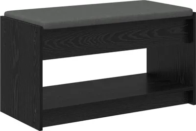 Obrázek produktu pro vidaXL Lavice do předsíně s polštářem a policí Černý dub 83 x 38 x 45 cm