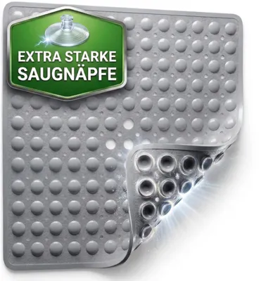 Produktbild von SilverRack Duschmatte rutschfest 53x53 cm (Grau) - Antirutschmatte für Kinder - Badematte, maschinenwaschbar und schimmelresistent