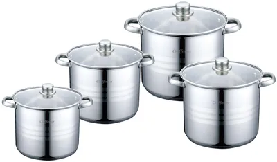 Produktbild von 8 tlg Edelstahl Kochgeschirr Induktion Kochtopf Topfset Deckel Topf 22/24/26/28cm