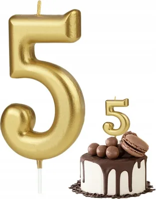 Image de Bougie D'anniversaire Numéro 5 Numéro En Métal Doré Pour Fête D'anniversaire