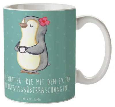 Produktbild von Mr. & Mrs. Panda Kaffeetasse Stiefmutter Überraschungen - Meeresbrise - Geschenk, Besonderes, Dankeschön, Kaffeebecher, Tasse, Teetasse, Feiern, Becher, Stiefkind, Pott