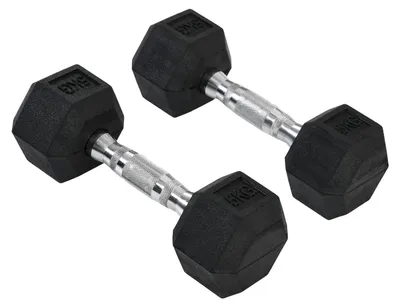 Produktbild von Hexagon Kurzhanteln 2Er Set, 2X5 Kg, Gusseisen Mit Gummiüberzug, Schwarz