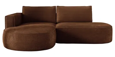 Produktbild von Ecksofa mit Schlaffunktion PIANO, Cord Sofa 180x267 cm, Schlafsofa L-Form, Couch mit Bettkasten, Polsterecke, Wohnlandschaft - Braun PS06 Links