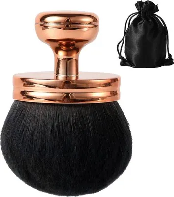 Productafbeelding van Extra grote blending- en vervagingskwast voor zelfbruinende producten - Zonnebrandcrème-applicator, ovale make-upkwast met trekkoordtas voor gezicht en lichaam (roze goud)