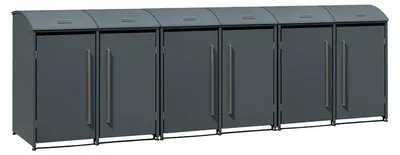 Zdjęcie produktu dla Westmann metalowy kosz na śmieci Moderna 6 6x240 L antracyt 83x417x135 cm