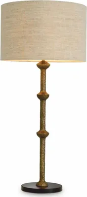 Image de Casa Padrino Lampe de table de luxe Vintage Laiton / Noir / Beige H. 85 cm