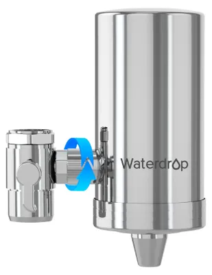 Immagine prodotto di Filtro per l'acqua Waterdrop WD-FC-06, realizzato in acciaio inossidabile, sistema di filtraggio dell'acqua con blocco di carbone attivo, filtro per l'acqua del rubinetto, rimuove cloro, metalli pesanti e impurità che alterano il sapore (1 filtro incluso)
