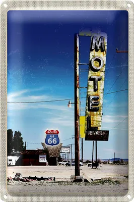 Produktbild von Blechschild Reise 20x30cm Amerika USA Route 66 Motel Wüste