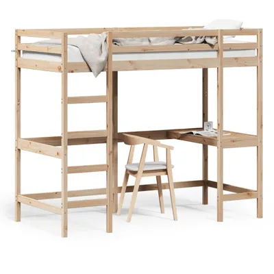 Produktbild von vidaXL Hochbett mit Schreibtisch 90x200 cm Massivholz Kiefer