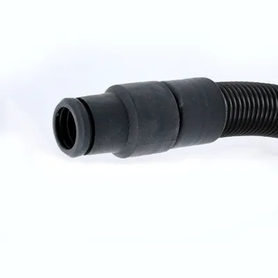 A close-up of a black vacuum cleaner hose attachment.