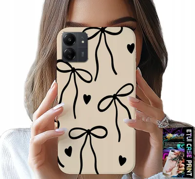 Zdjęcie produktu dla Etui Do Xiaomi Redmi 13C 4G - Beżowe Kokardki Wstążka Modne Wzory