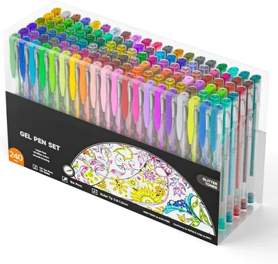 Produktbild von PromoHome® 240-teiliges Glittergelstiftset – 120 Farben Glitzerstifte mit 120 Nachfüllungen für Malbücher, Zeichnen und Basteln