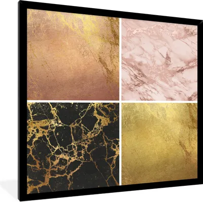 Produktbild von MuchoWow® Gerahmtes Poster Marmor - Rose - Gold 40x40 cm - Poster mit Schwarzem Bilderrahmen Wandposter Rahmen Foto Bilder - Mit Rahmen - Wanddekoration Schlafzimmer