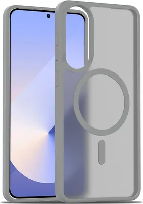 Image de Etui magnétique pour Samsung Galaxy S25 Edge, compatible MagSafe, dos transparent mat, résistant aux chocs Gris