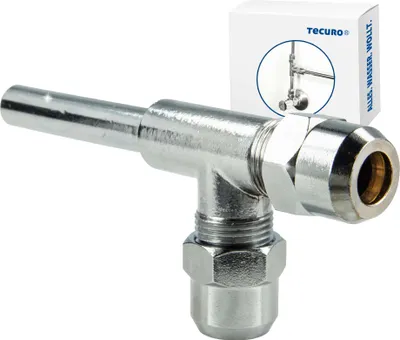 Produktbild von tecuro T-Stück 3/8 Zoll x Ø 10 mm Abzweigverteiler für Eckventile MS-verchromt