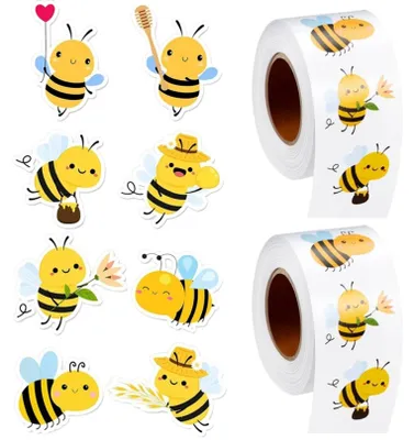Bienenaufkleber, 2 Rollen, 1000 Stück, Belohnungsaufkleber für Kinder
