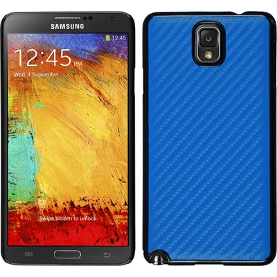 Produktbild von PhoneNatic Case kompatibel mit Samsung Galaxy Note 3 - Hülle blau Carbonoptik Hard-case + 2 Schutzfolien