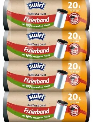 Produktbild von Swirl Reißfest & Dicht Müllbeutel 20l 60 Stk tropfsichere Müllsäcke für