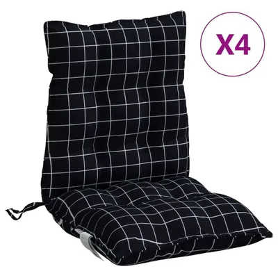 Produktbild von vidaXL Niedriglehner-Auflagen 4 Stk. Schwarz Karomuster Oxford-Gewebe