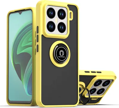 Produktbild von Hülle für Xiaomi 15 Pro Matte Transluzent TPU Stoßfest Schutzhülle mit Ring Halter Ständer Gelb