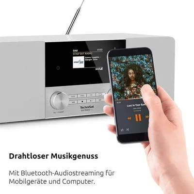 Immagine prodotto di Radio DAB+ da 20 W, colore bianco, Bluetooth, display OLED