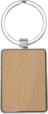 Productafbeelding van Avenue - "Mauro" Rechthoekige sleutelhanger van hout, model PF3568 (één maat) (natuurlijke kleuren)