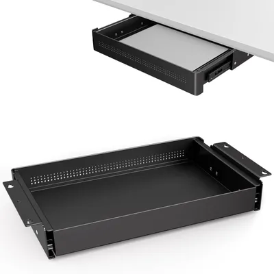 Zdjęcie produktu dla Szuflada pod biurko organizer wysuwana - 488 x 266 x 73 mm - Czarna - Do domowego biura i biurka stojącego