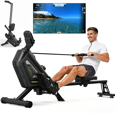 Image de Vélo d'appartement magnétique - Appareil de fitness pour la maison - 16 niveaux de résistance - Fonctionnement silencieux - Application et écran Bluetooth - Capacité de charge jusqu'à 160 kg