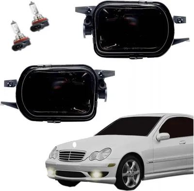 Produktbild von 2 Nebelscheinwerfer Set Schwarz paßt für Mercedes W203 S203 CL203 C209 A209 R170