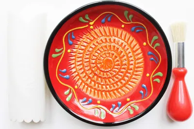 Raspbordenset, Keramik, mediterran, 3-teilig mit Pinsel