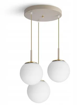 Zdjęcie produktu dla LUXOLAR Lampa Wisząca 3-punktowa LED G9 15W beżowo złota - żyrandol do salony, sypialni, kuchni, biura - styl nowoczesny, soft loft, skandynawski