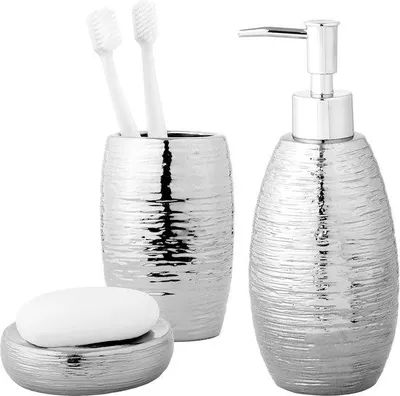 Produktbild von Famanu Seifenspender Set mit Zahnputzbecher und Seifenschale – 3-teilig – Keramik