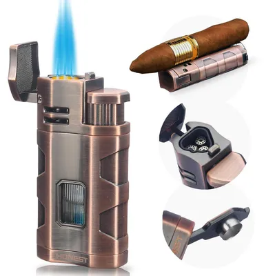 Produktbild von Sturmfeuerzeug Triple Jet Flame Butan Nachfüllbar mit Zigarrenpunsch Rotes Kupfer